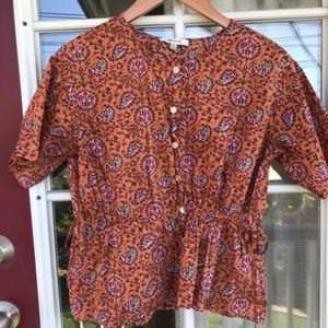 Madewell Drawstring Waist Shirt in Warm Paisley